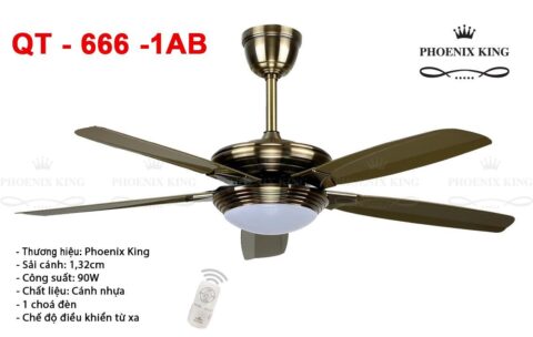 Quạt trần trang trí có đèn QT-666-1AB