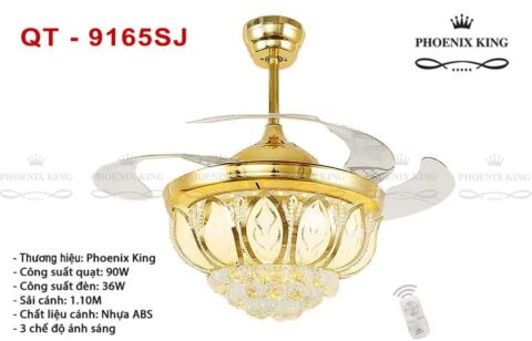 Quạt trần đèn chùm pha lê QT - 9165SJ
