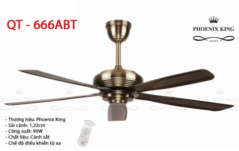 Quạt trần trang trí 5 cánh QT-666ABT