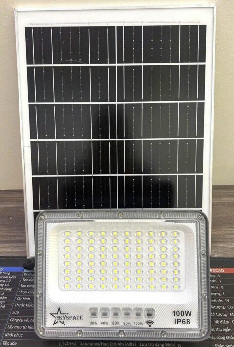 Đèn Pha LED Năng Lượng Mặt trời 100w vỏ nhôm mẫu A